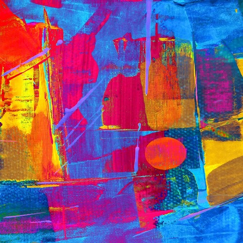 Colorful abstract painting with vibrant hues and artistic patterns.